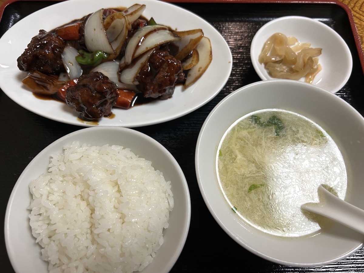 京大　ご飯　中華　七福屋　酢豚